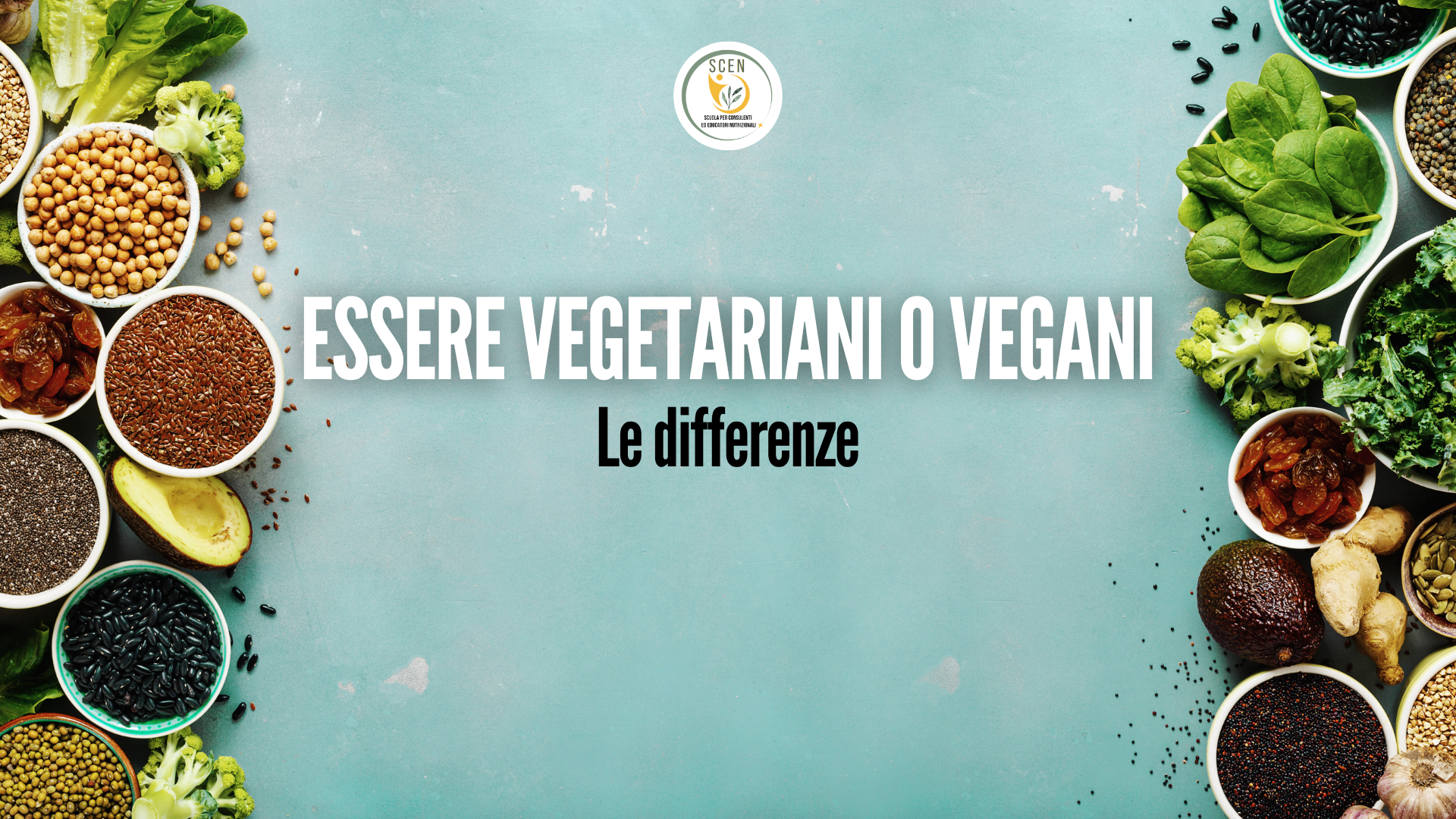 L'immagine è la copertina dell'articolo. Ai lati ci sono cibi vegani e vegetariani e al centro il titolo.